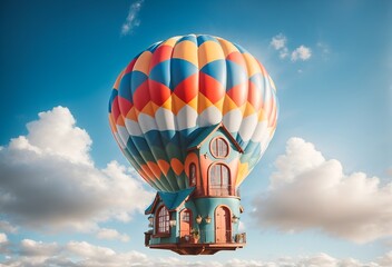 a small, charming house designed to look like a hot air balloon