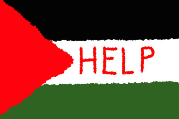 The Palestinian flag painted with a brush in a graphics program.