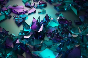 luxury wallpaper with vibrant turquoise and purple glass pieces. Generative AI