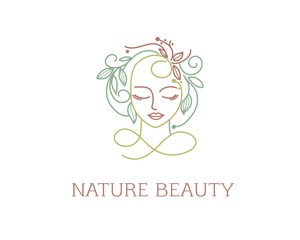 natural  beauty Woman face logo icon vector design illustration best for cosmetics, beauty, salon, health and spa, fashion themes.