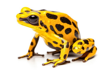 Fototapeta premium Giftiger Baumsteigerfrosch (Dendrobatidae), auch Pfeilgiftfrosch, freigestellt vor weissem Hintergrund, Generative AI