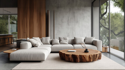 Modern living room, Spacious and bright in a minimalist style