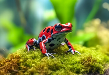 Fototapeta premium Giftiger Baumsteigerfrosch (Dendrobatidae), auch Pfeilgiftfrosch, Generative AI