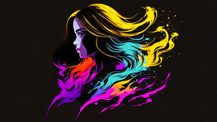 girl with long hair art