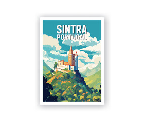 Sintra Illustration Art. Travel Poster Wall Art. Minimalist Vector art