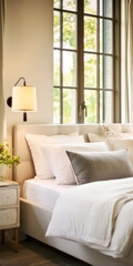 Fototapeta premium French country interior design of modern bedroom in farmhouse.