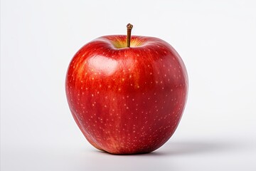Fresh and juicy single red apple isolated on a clean white background for healthy fruit concept