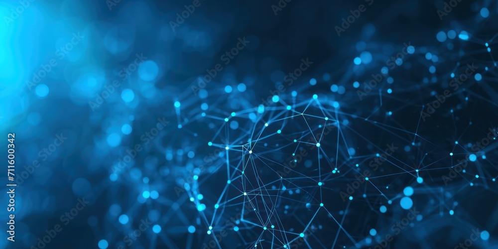 Wall mural network security, wave of dots and weave lines. abstract blue background for design on the topic of 
