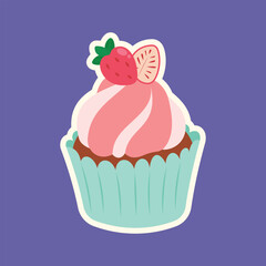 Cute cupcake muffin design vector art with decorative elements. 