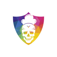 Skull chef vector logo design template. Vector graphics of skull head chef hat combination.