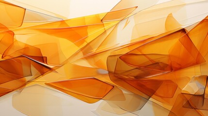 Minimalist modern art piece featuring a fragmented prism and flying shards in a vibrant amber setting - obrazy, fototapety, plakaty