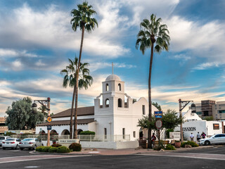 Adobe Mission in Scottsdale, Phoenix, Arizona, USA - obrazy, fototapety, plakaty