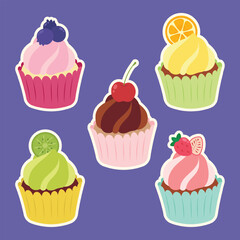 Cute cupcake muffin design vector art with decorative elements. 