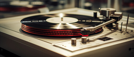 Moderner Plattenspieler, DJ Equipment für elektronische Musik, Retro Schallplattenspieler Vinyl