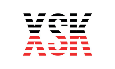 XSK three initial letter iconic line negative space minimal logo design vector template. monogram, abstract, wordmark, business, typography, minimalist, brand, company, flat, modern, unique, simple