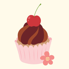 Cute cupcake muffin design vector art with decorative elements. 