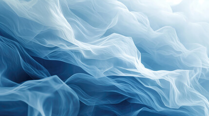 Obraz premium Ethereal Blue Abstract Silk Waves Background. Soft blue waves flowing seamlessly, creating a tranquil and delicate silk-like background texture. 