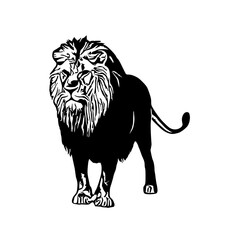black and white sketch of a lion with a transparent background