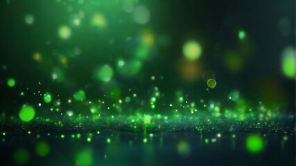 Fototapeta premium green glow particle abstract bokeh background