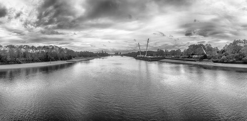 View over the river Thames from Chelsea Bridge, London, UK