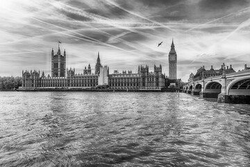Westminster Bridge, Big Ben and the Parliament, London, England, UK