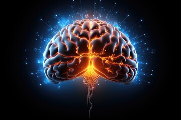 Human Axon Brain dynamic energy lightning and thunderbolt flashes. Brain energy consumption, cerebral blood flow, and oxygenation. Metabolism brain fuel. Metabolic processes ketones and glycolysis.