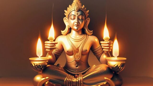 Spiritual Indian God - Brahma background animation. Seamless loop. AI generated