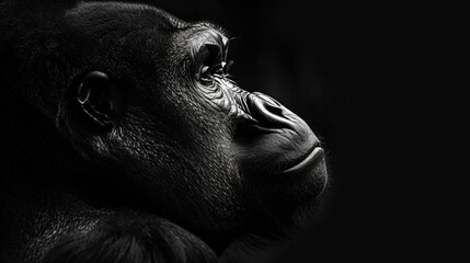 Fototapeta na wymiar Potrait Black And White Gorilla Closeup