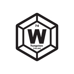 Tungsten (Wolfram) icon, chemical element in the periodic table