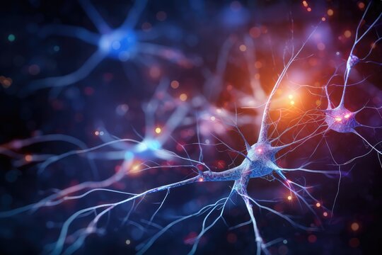 Neurotransmission excitatory glutamate and inhibitory GABA (Gamma-Aminobutyric Acid). Brain waves - alpha, beta, delta, theta - neural activities. Neuroimaging technologie: Electroencephalogram (EEG)