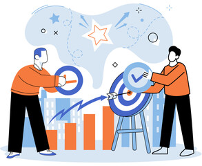 Partnership. Vector illustration. Professionalism is key in managing corporate partnerships Planning together ensures alignment in partnership objectives Community and connection strengthen