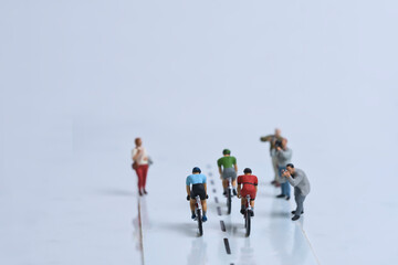 bicycle race miniature figures scene,