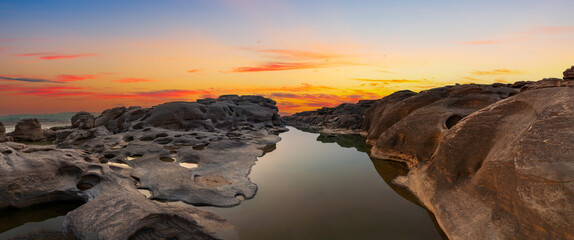 Sampanbok Ubon Ratchathani Grand Canyon in Thailand, 3000 Boke nature of rock is unseen in Thailand landscape.