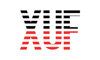 XUF three initial letter iconic line negative space minimal logo design vector template. monogram, abstract, wordmark, business, typography, minimalist, brand, company, flat, modern, unique, simple