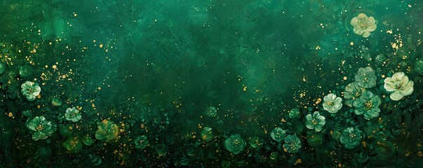 Fototapeta na wymiar Emerald green flower background design. Beautiful abstract nature header web banner in saturated colors
