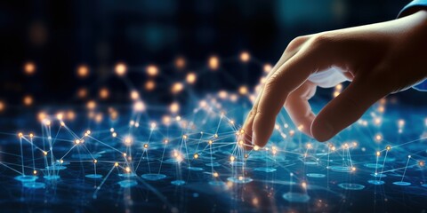 Hands touching the big data structure, Digital data network connections, Data transformation, Digital transformation conceptual for next generation technology era, AI, Machine learning