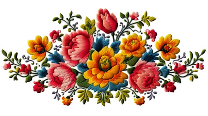 Obraz na płótnie Canvas Vibrant Embroidered Floral Arrangement