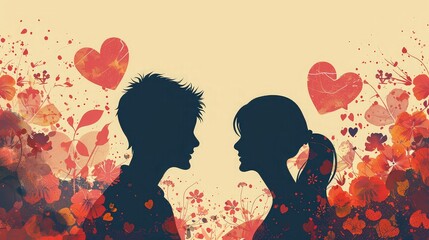 Man dan Woman love each other in unique drawing water color illustration