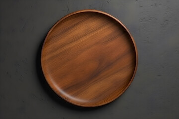 Elegant Wooden Plate on Textured Slate Background