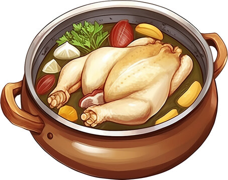 투명한 배경 위에 삼계탕