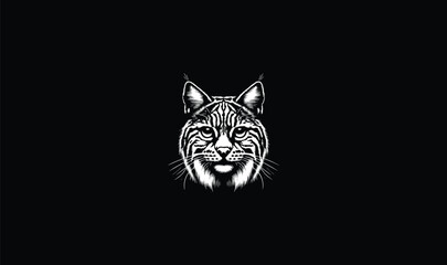 smart bobcat logo, looking bobcat, logo, design art,