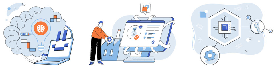 Industry 4 vector illustration. The business network is playground where metaverse and Industry 4 converge Industry 4s heartbeat resonates with rhythm interconnected information technology