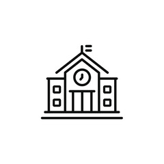 School building line icon isolated on transparent background