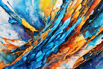 Obraz na płótnie Canvas Masterpiece Bursting With Vibrant Vivid Chroma Colors, Gradients of Blue (PNG 8208x5472)