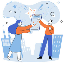 Partnership. Vector illustration. Planning and strategizing together lead to effective partnership outcomes A strong sense community and connection enhances collaboration Friendship and trust build