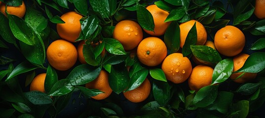Close up of ripe and juicy mandarins with fresh green leaves on a clean white background