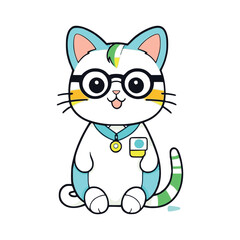 Doctor cat cute antropomorphic vector EPS