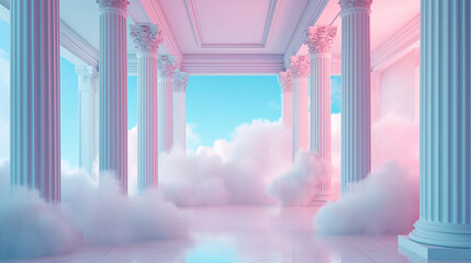 A sanctuary on the cloud Background - obrazy, fototapety, plakaty
