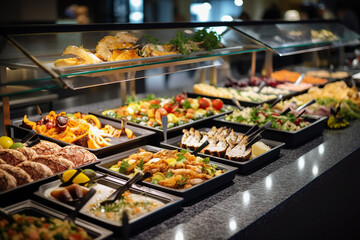 Generative AI picture of delicious food meal in school canteen