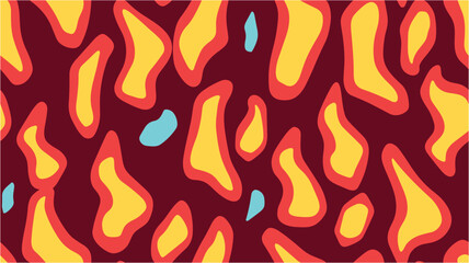 The skin of an African animal. Vector Seamless Pattern with Fire Flames. Modern ornament of stylized skin. Vector Cartoon Fire Texture. Scandinavian style. Seamless tiger pattern.